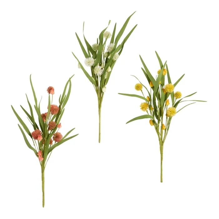 Faux Ball and Bud Mixed Botanical Bunches Set of 3