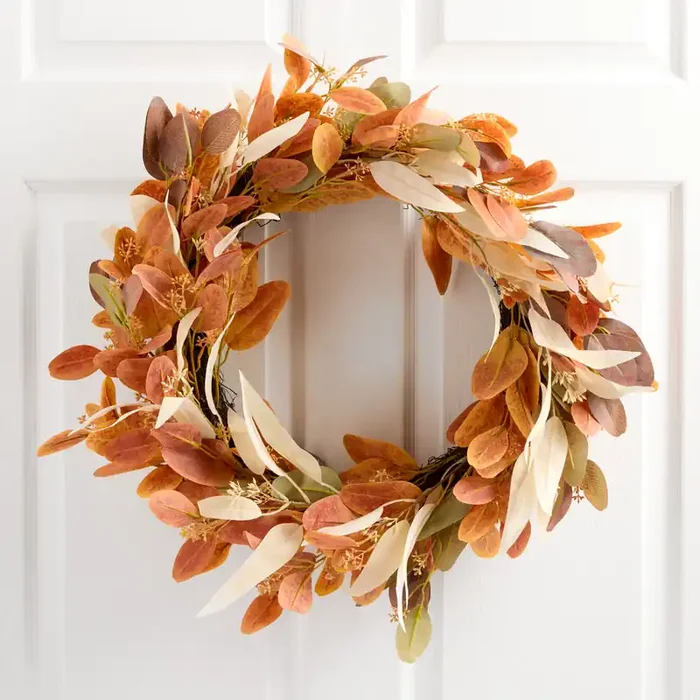 Faux Fall Colors Eucalyptus Wreath