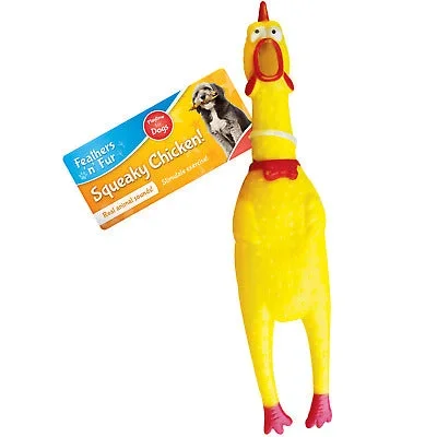 Feathers n Fur Squeaky Dog Toy Chicken