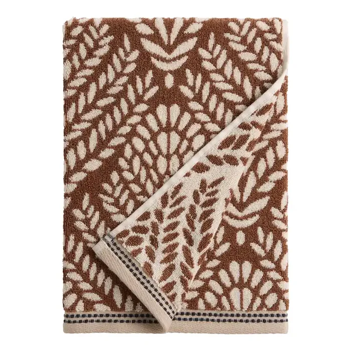 Felicia Chocolate Brown Fan Jacquard Bath Towel
