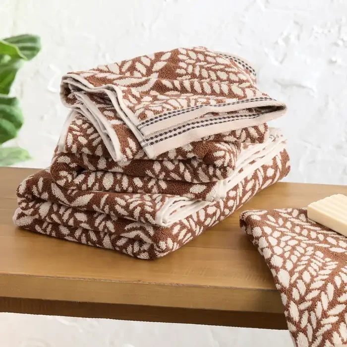 Felicia Chocolate Brown Fan Jacquard Towel Collection