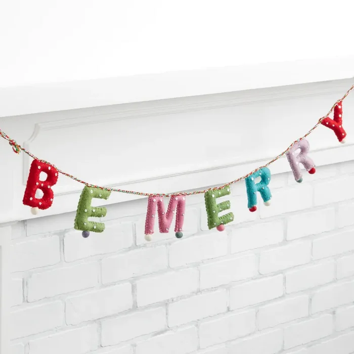 Felted Wool Be Merry Garland