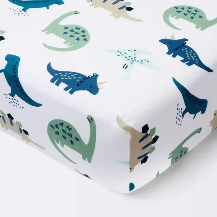 Fitted Crib Sheet Dinos Cool – Cloud Island™ – Blue/Green