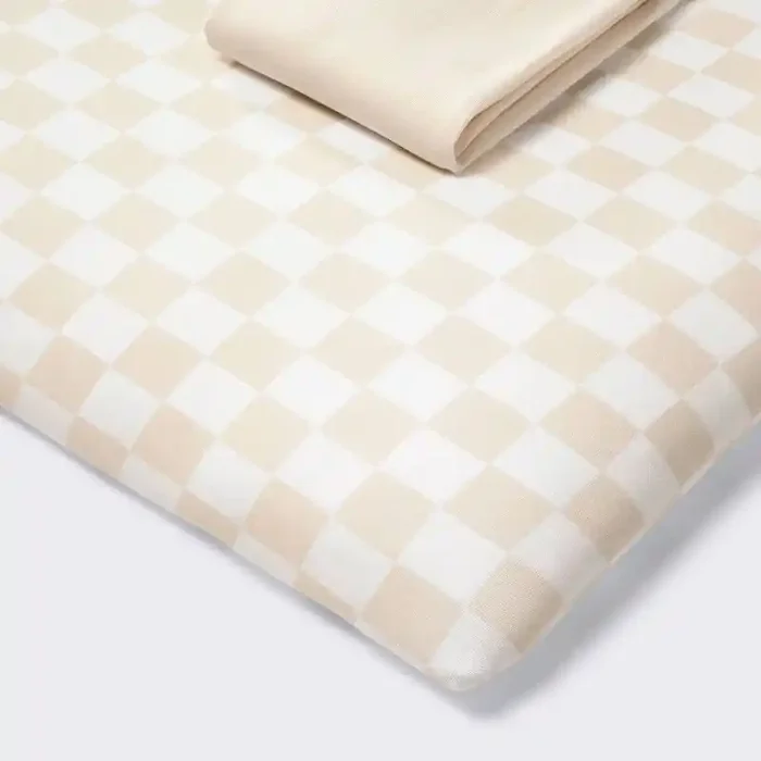 Fitted Play Yard Jersey Sheet – Cream Checks – 2pk – Cloud Island™