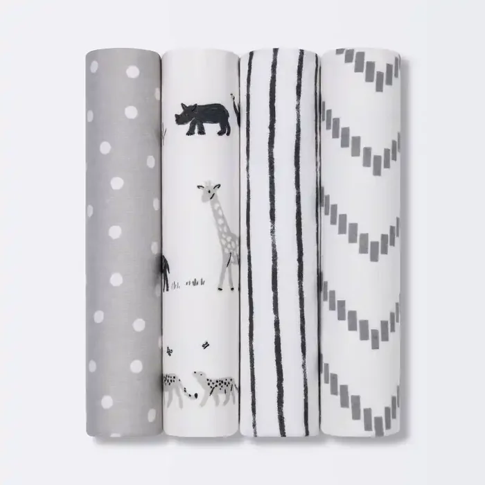 Flannel Baby Blanket – Cloud Island™ Two by Two Animals – 4pk