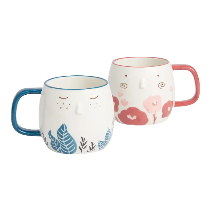 Floral Face Hand Painted Ceramic Mug