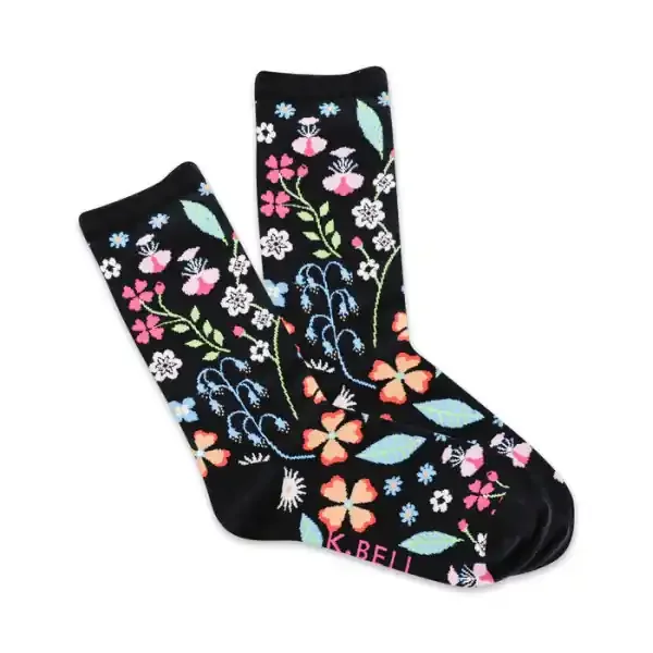 FLORAL SOCK-BLACK