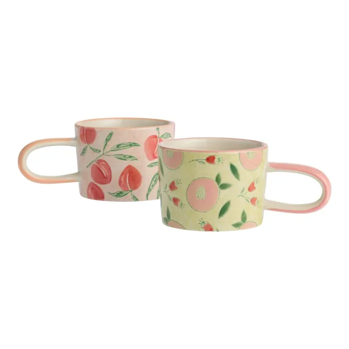 Fresh Fruit Wax Resist Hand Painted Ceramic Mug