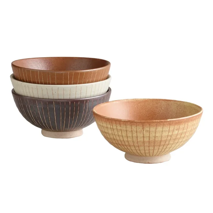 Fuji Lines Rice Bowl Set Of 4