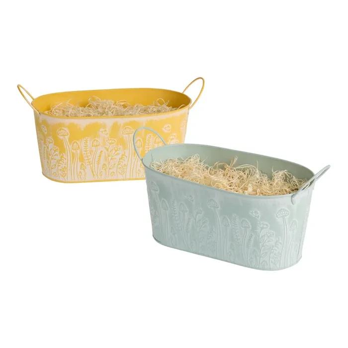 Galvanized Steel Embossed Gift Basket Kit with Handles