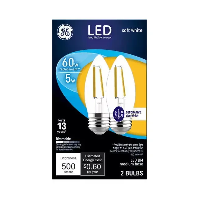 GE Classic LED 60 Watt Replacement Soft White B11 Deco – Candle Bulbs