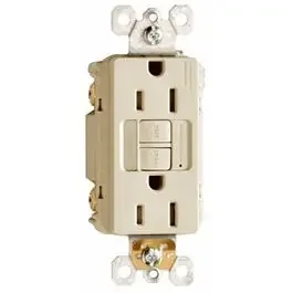 GFCI Receptacle/Night Light, 15A, Ivory