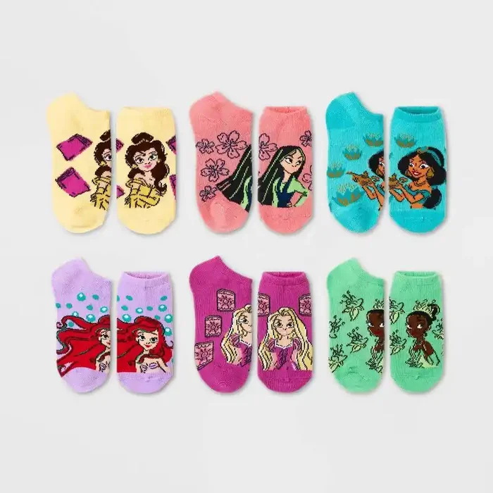 Girls‘ Disney Princess 6pk Socks – XS/S