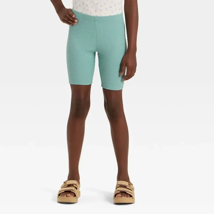 Girls‘ Ribbed Bike Shorts – Cat & Jack™ Ocean Green XL