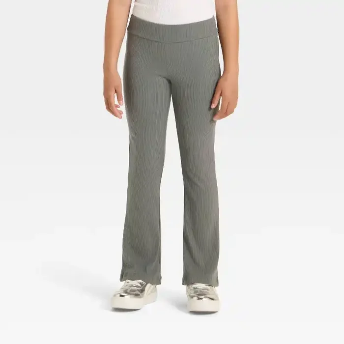 Girls‘ Ribbed Flare Leggings – Cat & Jack™ Charcoal Gray M