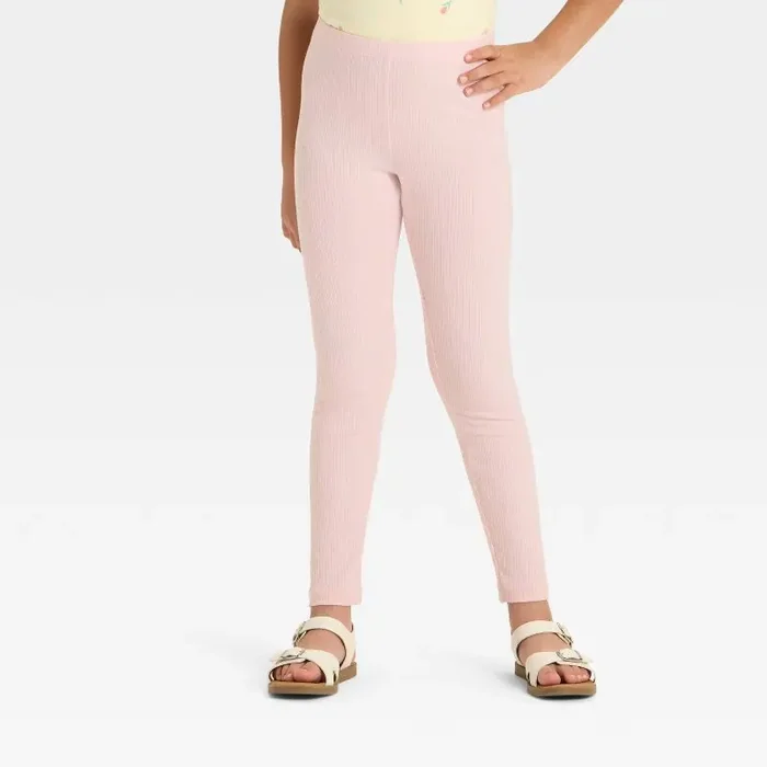 Girls‘ Ribbed Leggings – Cat & Jack™ Soft Pink XL