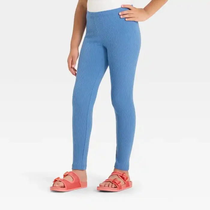 Girls‘ Ribbed Leggings – Cat & Jack™ Steel Blue M