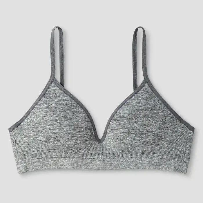 Girls‘ Seamless Wire-Free Hybrid Bra – Cat & Jack™ Gray 36A Molded Cup, Adjustable Strap