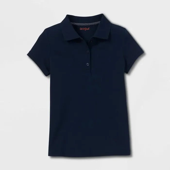 Girls‘ Short Sleeve Pique Uniform Polo Shirt – Cat & Jack™ Navy XXL