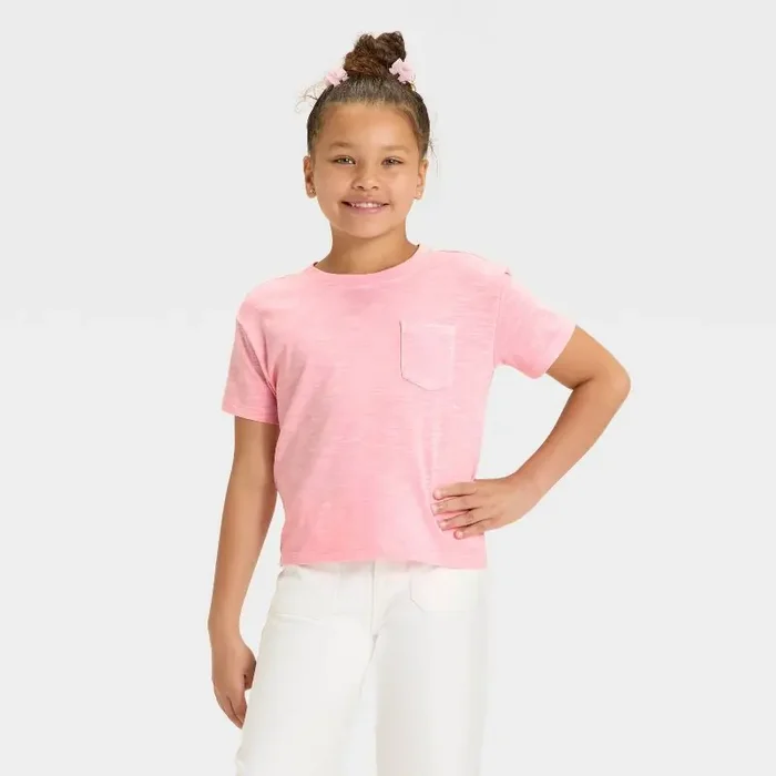 Girls‘ Short Sleeve Relaxed Fit T-Shirt – Cat & Jack™ Light Pink L