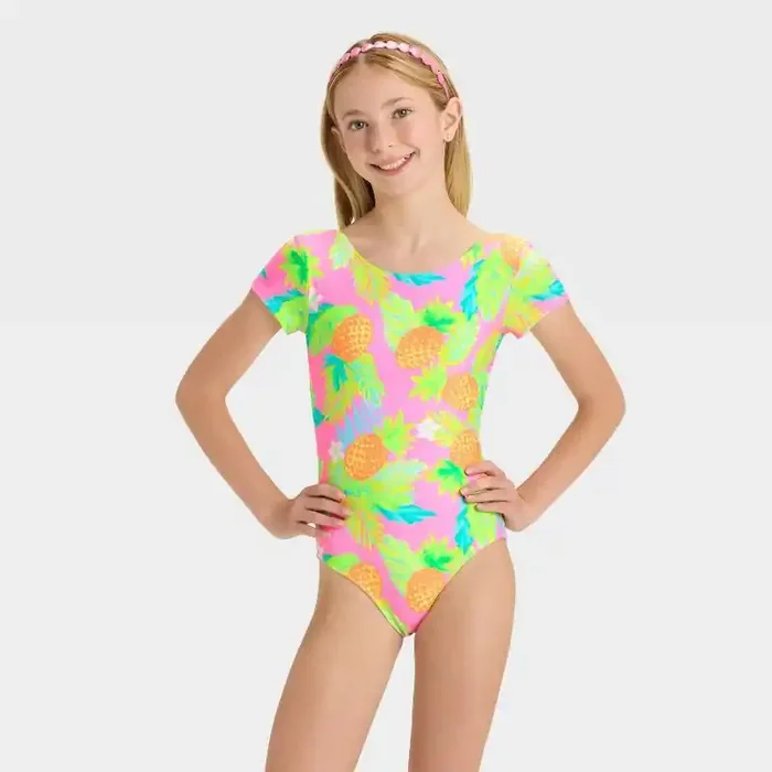Girls‘ Tropical Pineapple One Piece Swimsuit – Cat & Jack™ M