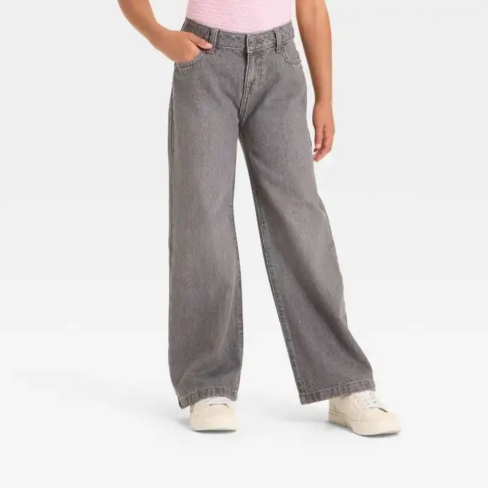 Girls‘ Wide Leg Jeans – Cat & Jack™ Gray 14