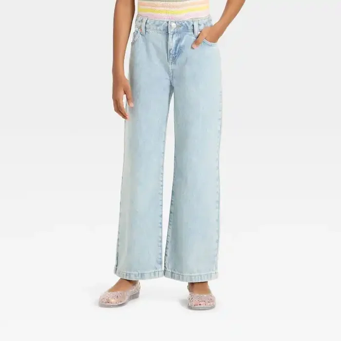 Girls‘ Wide Leg Jeans – Cat & Jack™ Light Wash 7