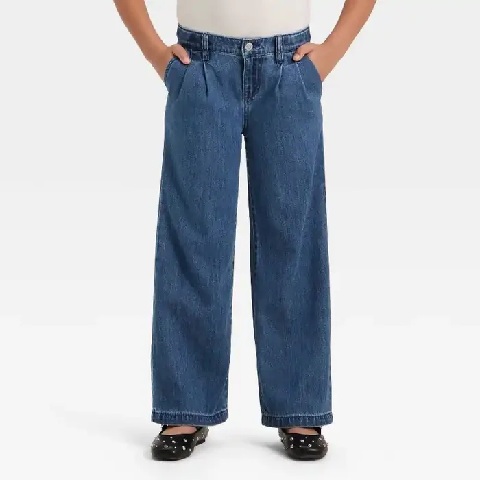 Girls‘ Wide Leg Jeans – Cat & Jack™ Medium Wash L