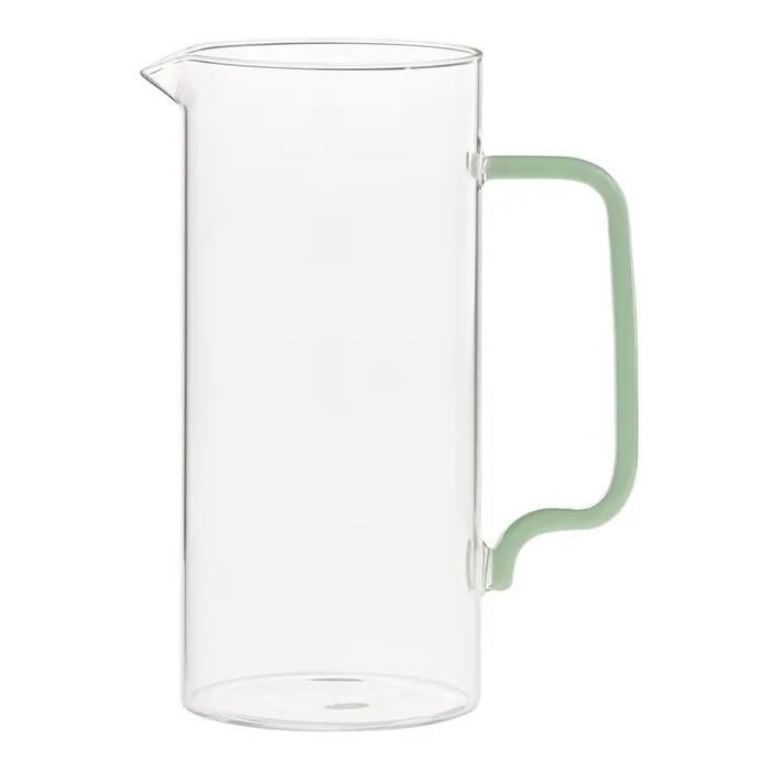 Glass Pitcher with Mint Green Handle