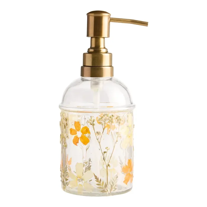 Glass Pressed Flower Liquid Soap Dispenser