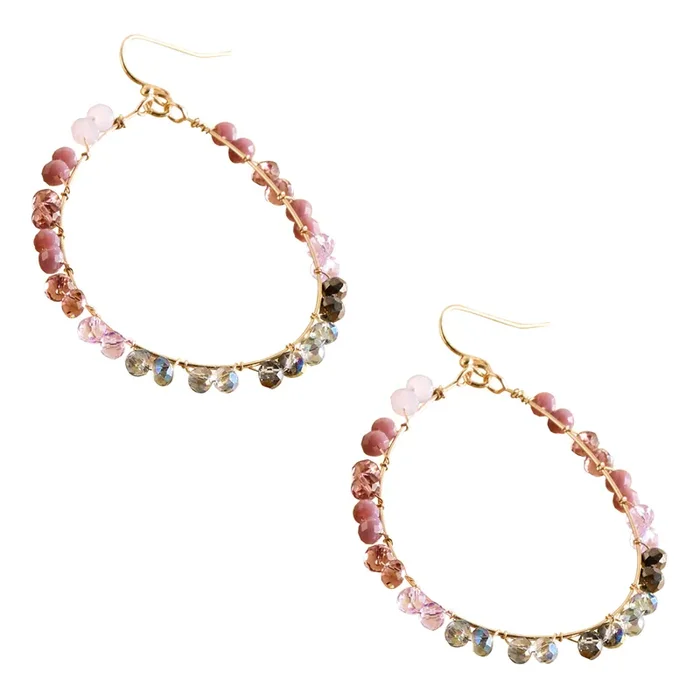 Gold and Multicolor Acrylic Beaded Drop Earrings
