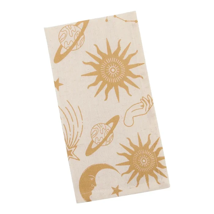 Gold and Oatmeal Celestial Print Napkin
