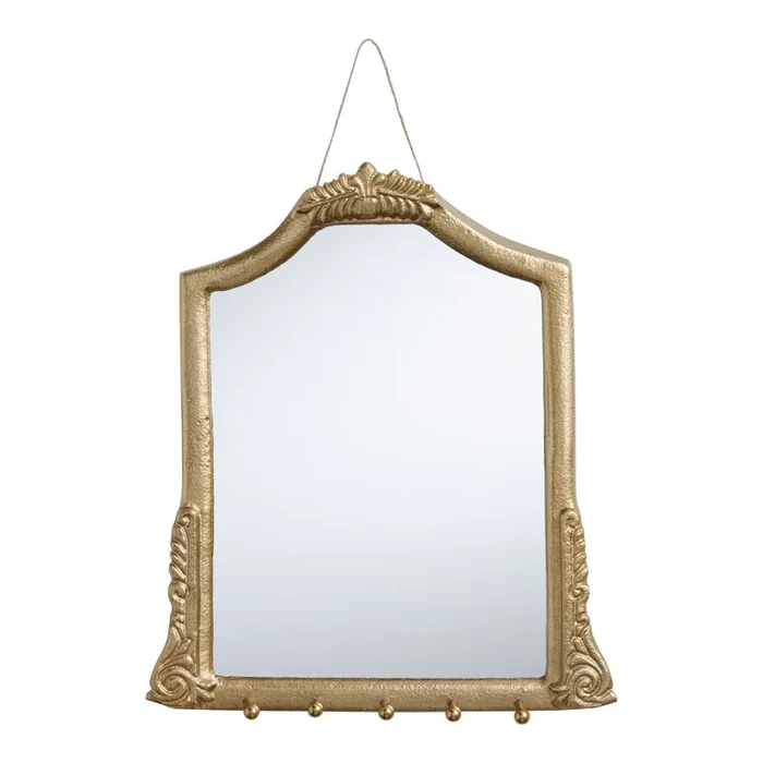 Gold Art Deco Mirrored Wall Jewelry Holder