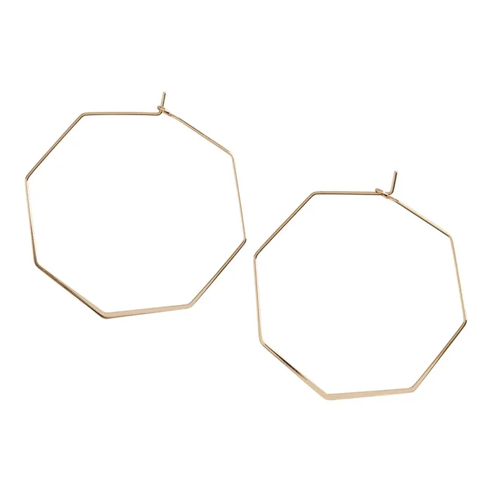 Gold Hexagon Hoop Earrings