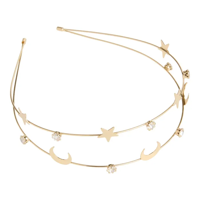 Gold Metal and Rhinestone Celestial Headband