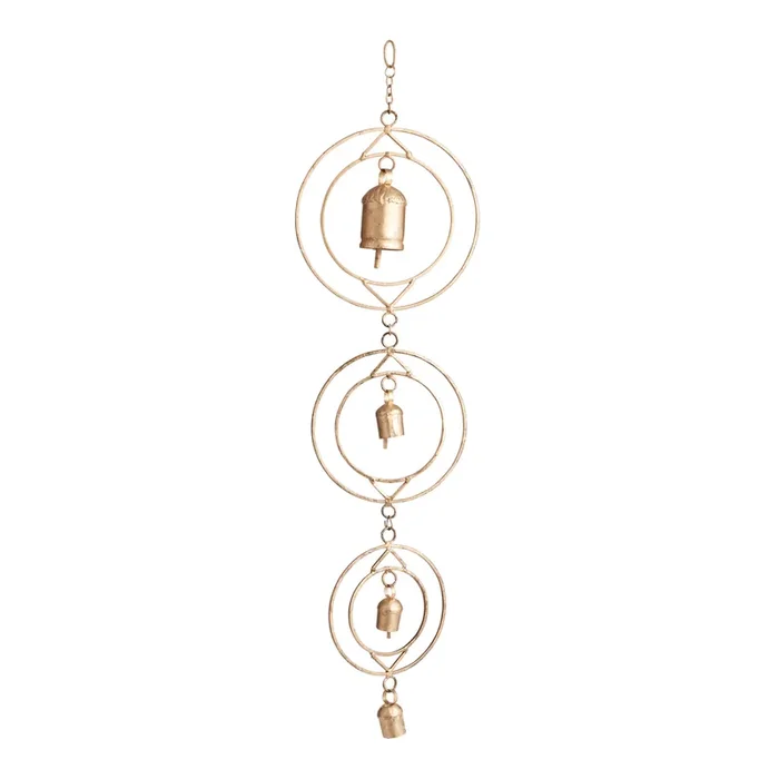 Gold Metal Circles and Bells Wind Chime