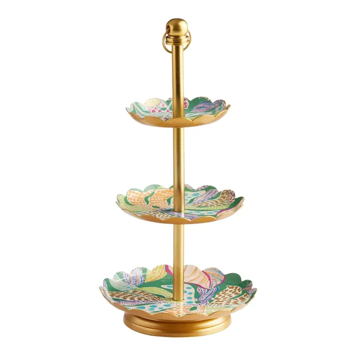 Gold Metal Dotty Botanical 3 Tier Jewelry Stand
