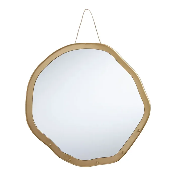 Gold Organic Pebble Mirrored Wall Jewelry Holder