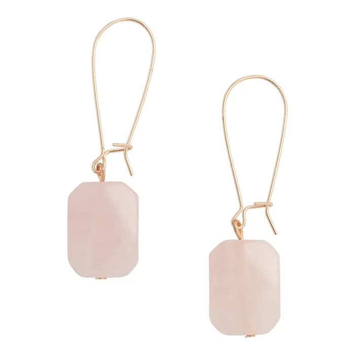 Gold Wire And Rose Quartz Drop Earrings