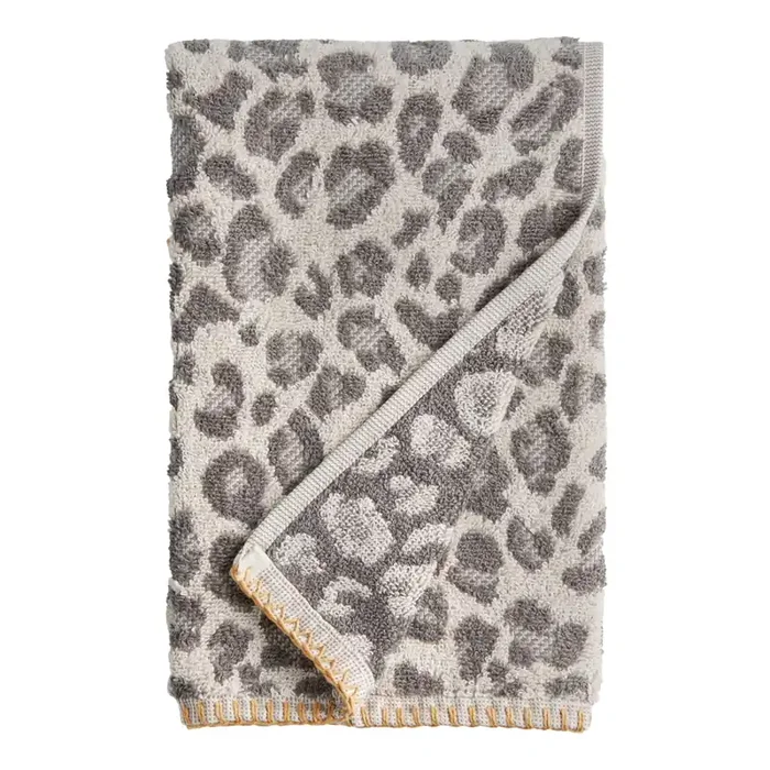 Gray and Ivory Leopard Print Hand Towel