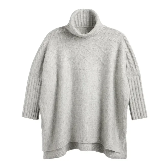 Gray Mixed Knit Turtleneck Sweater