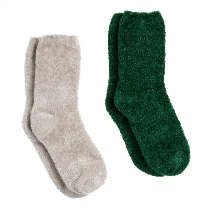Green and Gray Chenille Socks 2 Pack