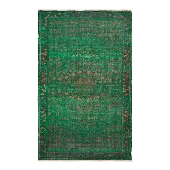 Green Overdyed Wool and Recycled Polyester Area Rug
