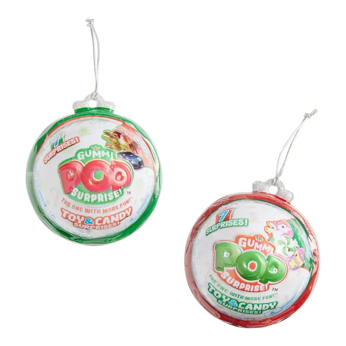 Gummi Pop Surprise Holiday Hunt Candy Ornament Set of 2