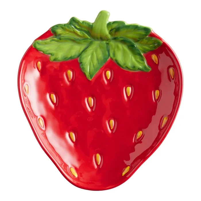 Hand Painted Strawberry Figural Appetizer Plate