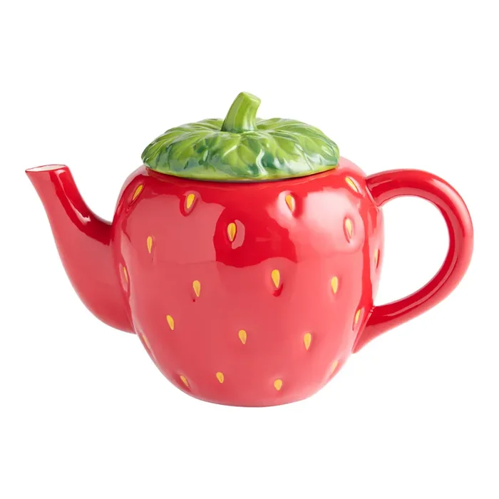 Hand Painted Strawberry Figural Teapot
