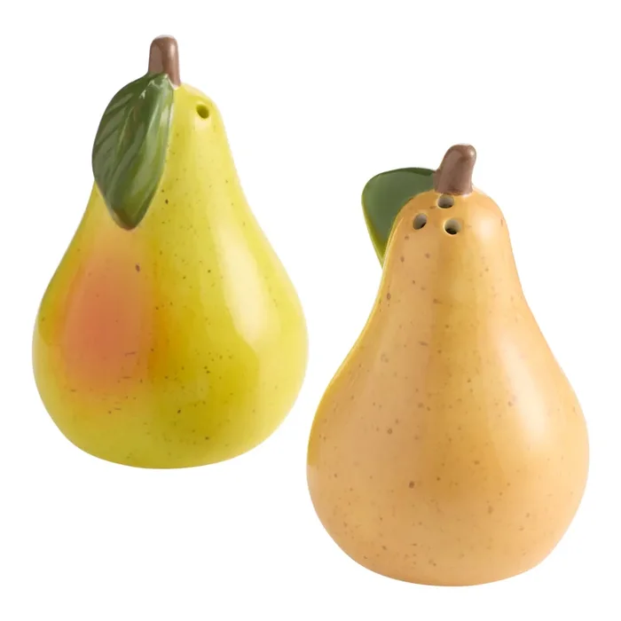 Harvest Bounty Ceramic Pear Figural Salt and Pepper Shaker Set