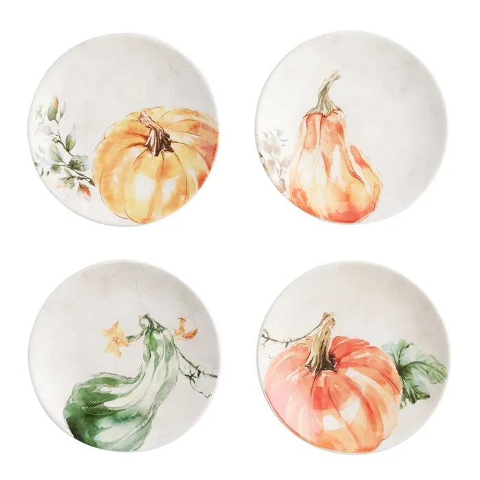 Harvest Pumpkin Crackle Appetizer Plate Set Of 4