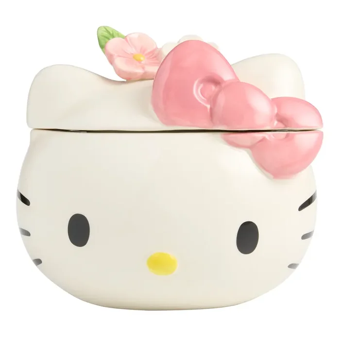 Hello Kitty Ceramic Pink Bow and Flowers Figural Cookie Jar