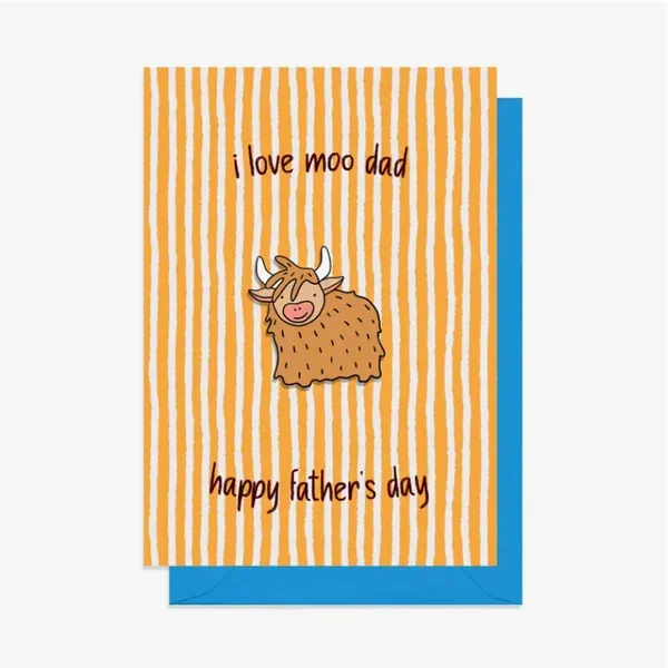 Highland Cow Enamel Pin Father’s Day Card